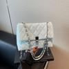 Rhombus embroidery thread small bag spring and summer new women's bag chain messenger bag simple texture small square bag