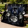 1pc Moon Raven Print Outdoor Blanket, Lightweight Polyester,