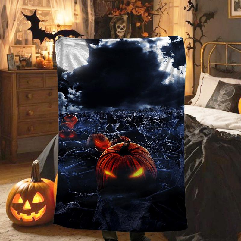 Halloween ghosts digital-printed polyester Bedroom velvet flannel cover blanket Fleece soft sofa cover blankets for beds