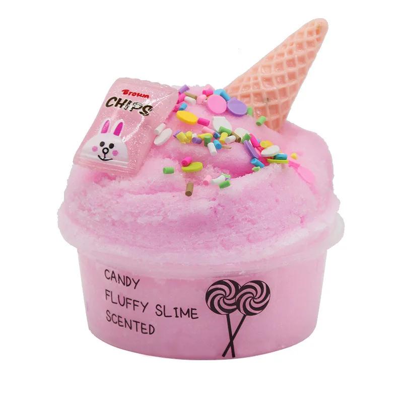 DIY Slime Set Toys for Kids Non Sticky Cloud Slimes Ice Cream Cone Scented Toy Relieve Pressure Rainbow Charms Clay Party Gifts