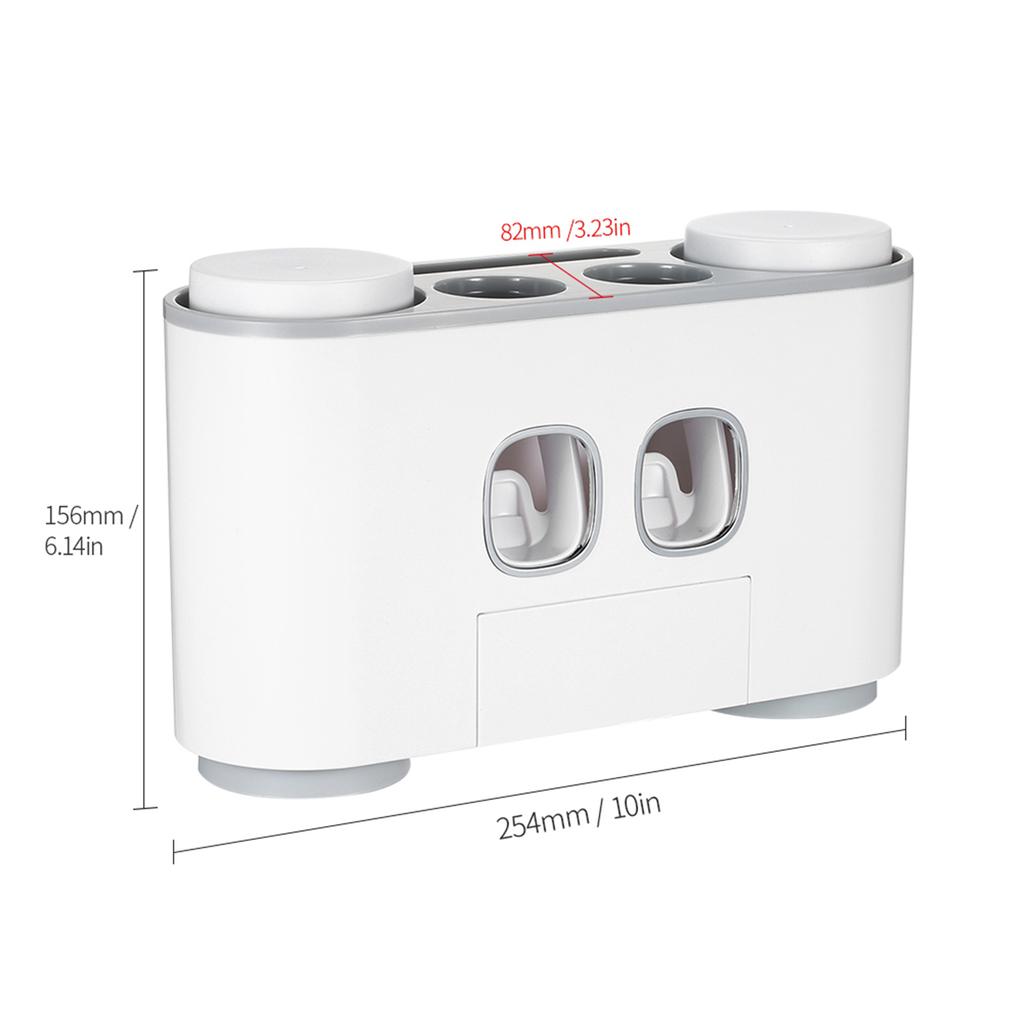 Ecoco Automatic Squeeze Toothpaste Set Wall Mounted Toothbrush Holder with 2 Toothpaste Dispensers 4 Cups and 5