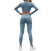 Women's European & American Washed Yoga Set: Long Sleeve Top and Slim Fit Pants, Two-Piece Fitness Outfit.