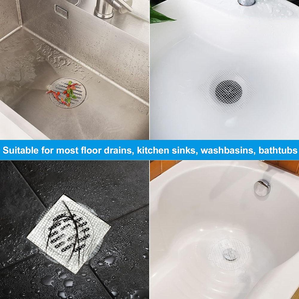 50Pcs 11cm Disposable Shower Drain Hair Catcher Mesh Sticker Strainer for Shower
