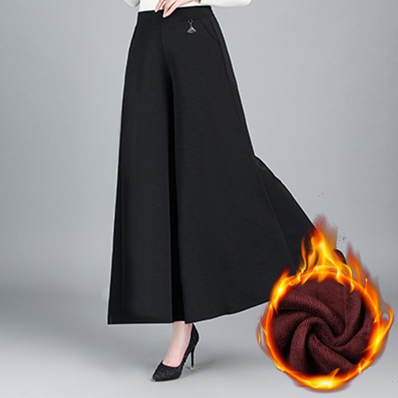 

Autumn/Winter High-Waisted Plus Velvet Wide-Leg Pants: Fashionable, Age-Reducing Casual Skirt for Middle-Aged and Elderly Mothers 4XL (135-145 Jin)
