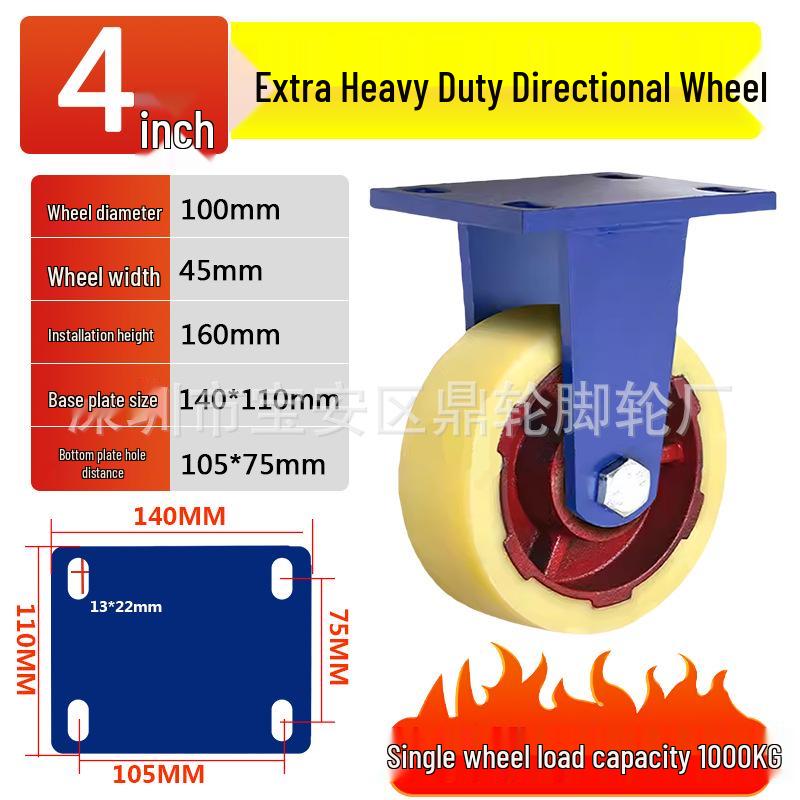 Industrial Extra Heavy-Duty Swivel Casters: Wear-Resistant Thickened Nylon Wheels, Large Load Capacity, 4-8 Inch Sizes