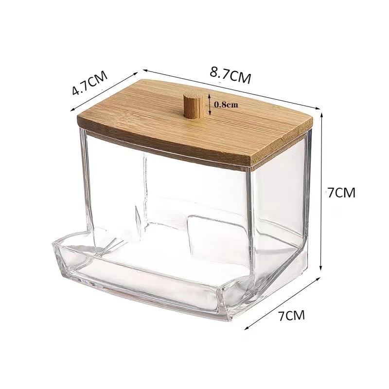 Cotton Swab Storage Box Round Clear Acrylic Makeup Organizer Cotton Pad Swab Toothpick Dustproof Box Home Storage Accessories