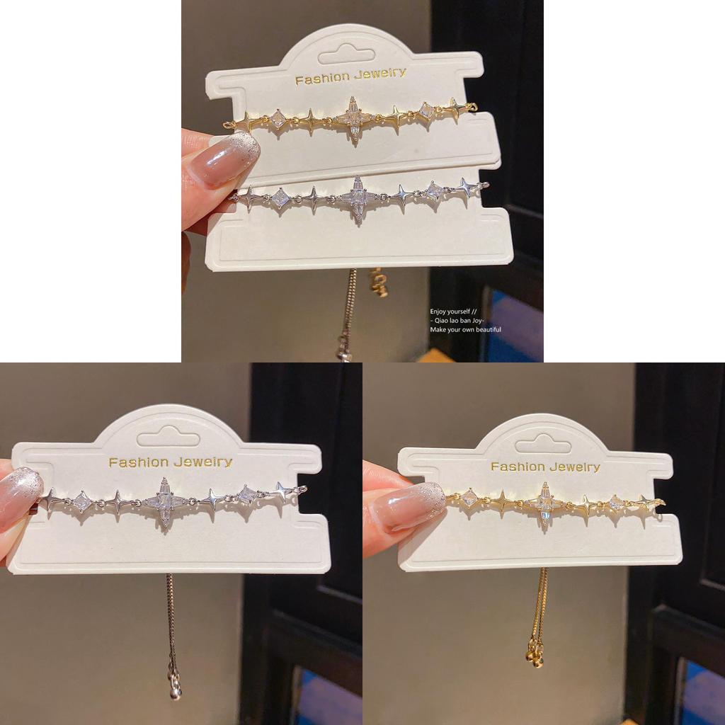 Zircon Star Geometric Pendant Bracelet For Women With Cubic Zirconia Luxurious Style
