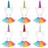 Kids Girls Unicorns Costume Unicorns Headband Rainbow Tutus Skirt Halloween Birthday Parties Princess Dressing Up Toy