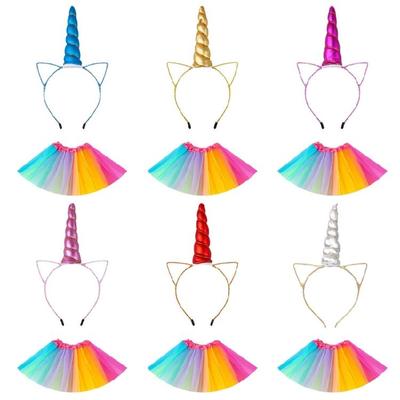 Unicorns Headband Tutu Skirt Princess Dressing Up Clothes Unicorns Pretend Play Costumes Halloween Birthday Party Favors