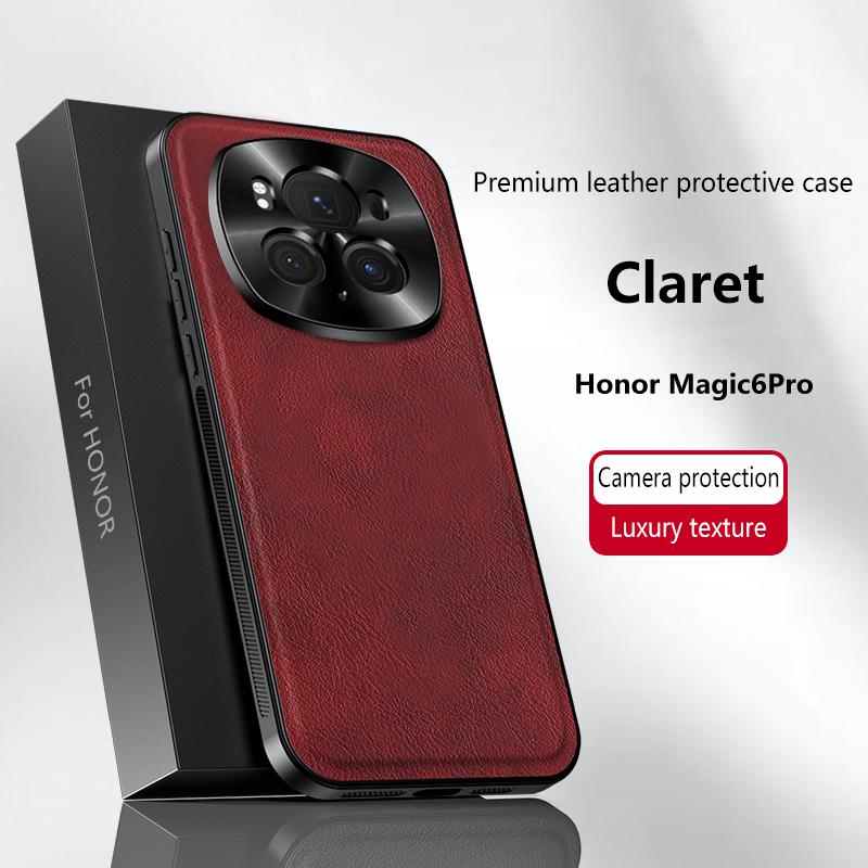 Pro Honor Magic 6 a Magic 6 Pro Pouzdro Magnetické Elegantní Kožené Odolné proti Opotřebení Objektiv Plně Kryté Protiskluzový Úchop Kryt Okraje Skořepina