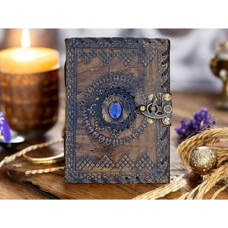 Lapis Lazuli Leather Journal: Embossed Book of Shadows, Grimoire