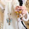 Ethnic Style Song Brocade Butterfly Necklace Tassels Pearl Long Sweater Chain  Women
