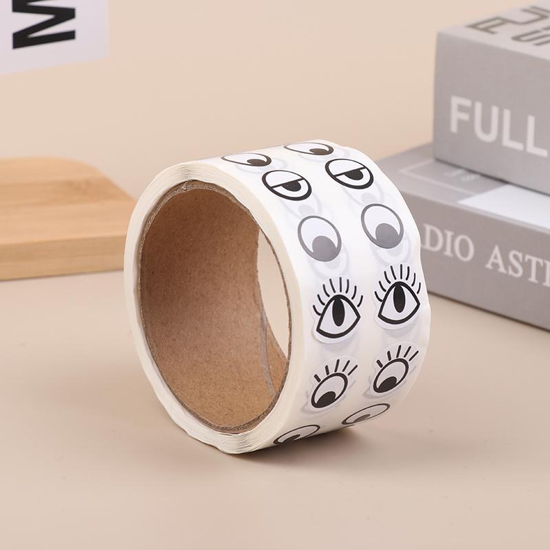 1000 Stück/Rolle Selbstklebende Augenaufkleber Mini Augenform DIY Aufkleber Schwarz Weiß Designs Halloween Party Kinderspielzeug Aufkleber