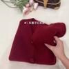 Heavy beautiful new cherries red sweater jacket women's winter senior sense super good-looking knitted cardigan