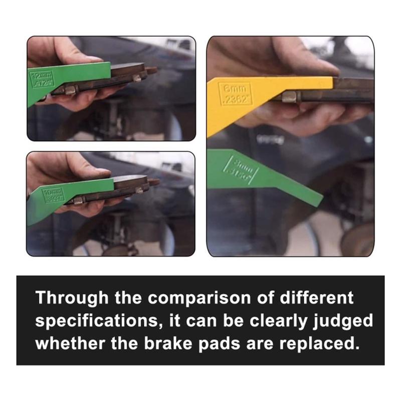Precise Brake Lining Thickness Gauge, Steel Automotive Brake Pad Measuring Tool, Disc And Drum Brake Lining Gauge Set