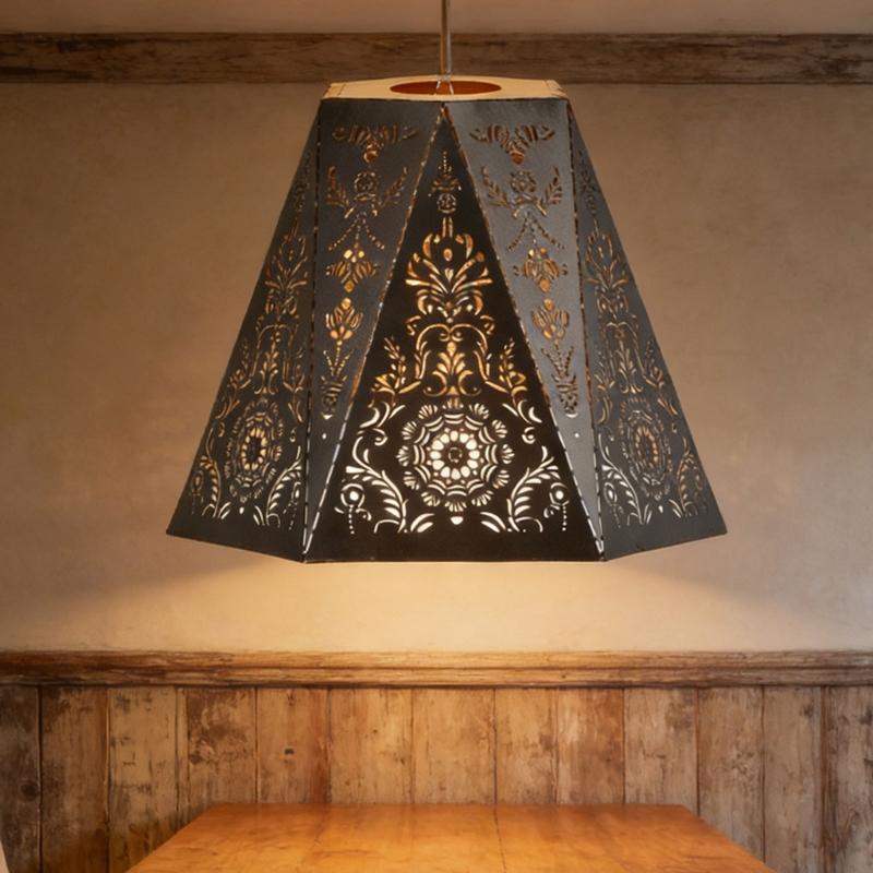 Decorative Metal Lamp Shade Openwork Pattern Creates Pleasant Atmosphere For Indoor Illumination
