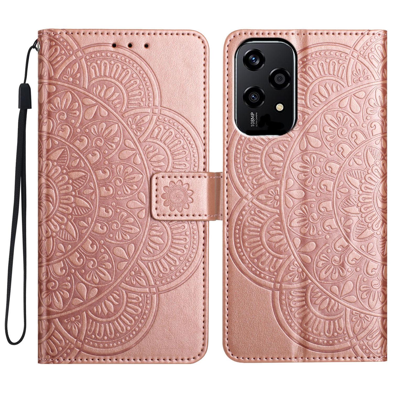 

Кожаный чехол для Honor 200 Lite с отделениями для карт, узор Мандала, чехол-подставка для телефона Rose Gold