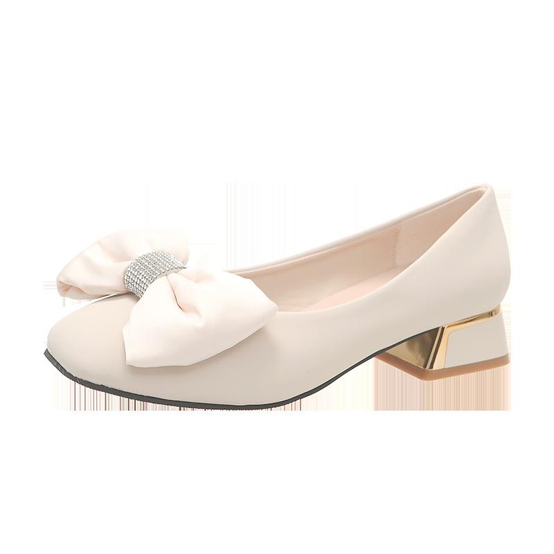 Lightweight soft leather French Mary Jane shoes commuter square head medium heel single shoes 2025 women's thick heel soft sole gentle evening shoes