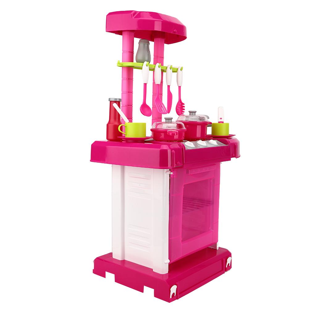 Simulation Kitchen Toy Set Children Cooking Tableware Toys with Light Sound Effect