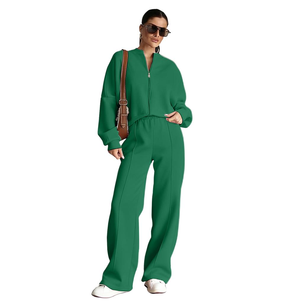 Women's Fashion Street Long,Sleeved Jacket And Pants Two,Piece Set