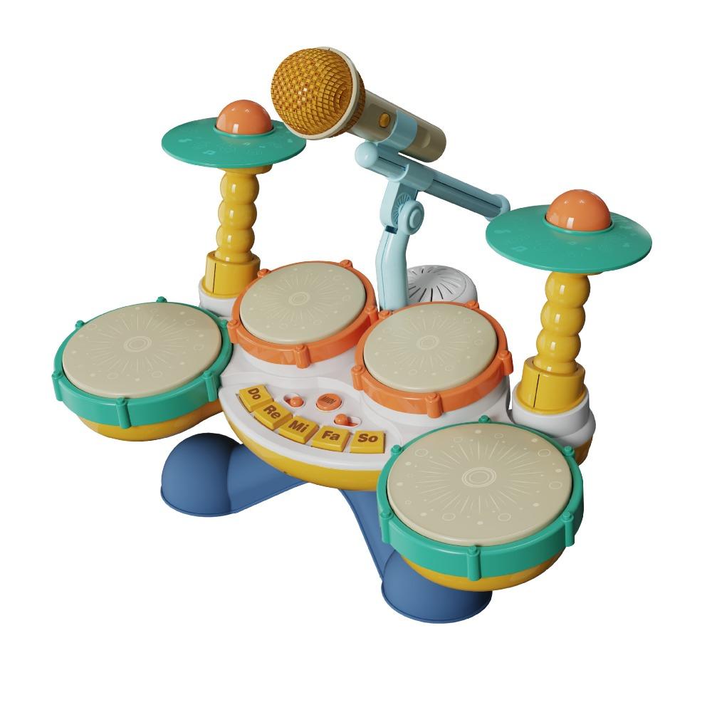 Wear Resistant Jazz Drum Set Toys Light Up Musical Montessori Toys Safe Kids Drum Set  For Toddlers