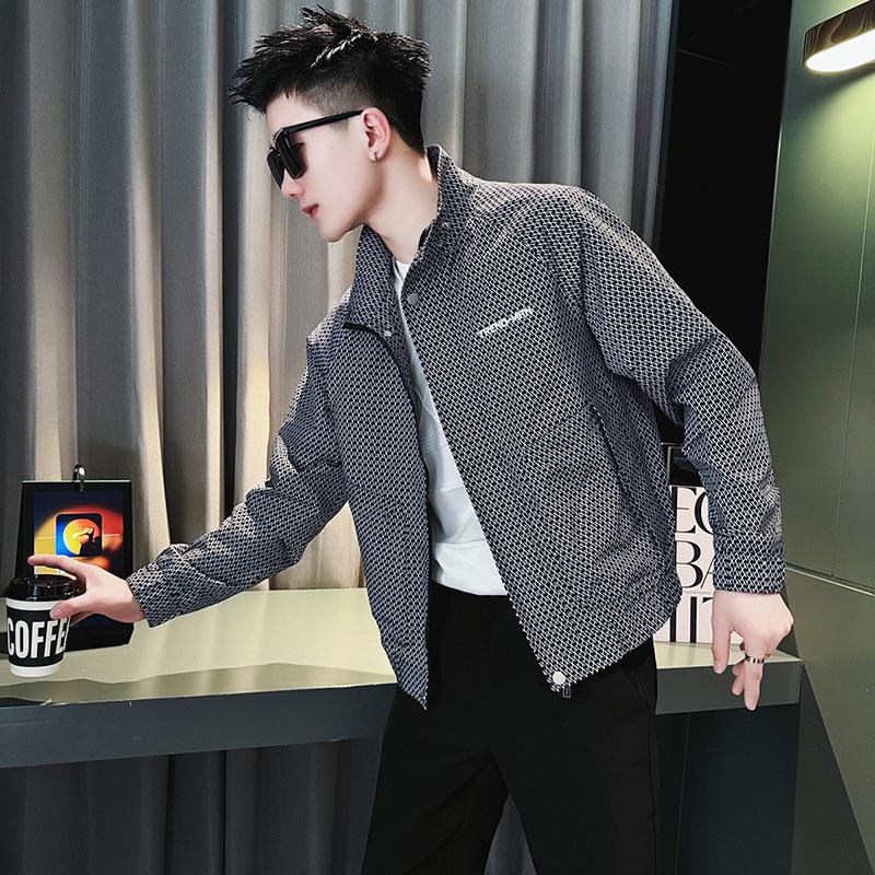 Men s Fashionable Plus Size Plaid Jacket - Autumn/Winter 2025 Trendy Long Sleeve Single-Breasted Coat XL