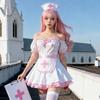 Women's Carnival Japanese Anime Nurse Lolita Dress Set for Women, Sexy Sweet Cute Style (Dress+Apron+Hair Accessory)