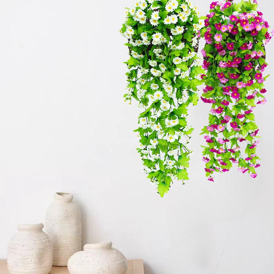 168 Flowers and 12 Forks Artificial Violet Hanging Flower Vines Wall Decor Plants Garland for Wedding Home Garden Decoration