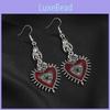 Retro Punk Heart Pendant Earrings With Bloodshot Eye And Bat Motif For Alternative Fashion