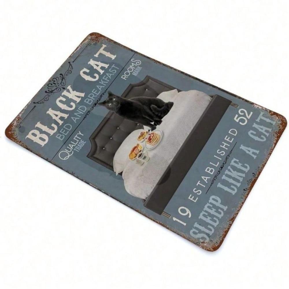 Metal Wall Art Vintage Black Cat Interior Picture for Bedroom