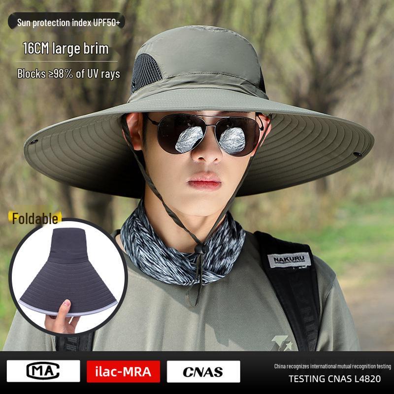 Men's Wide Brim UV Protection Sun Hat for Summer Outdoor Activities