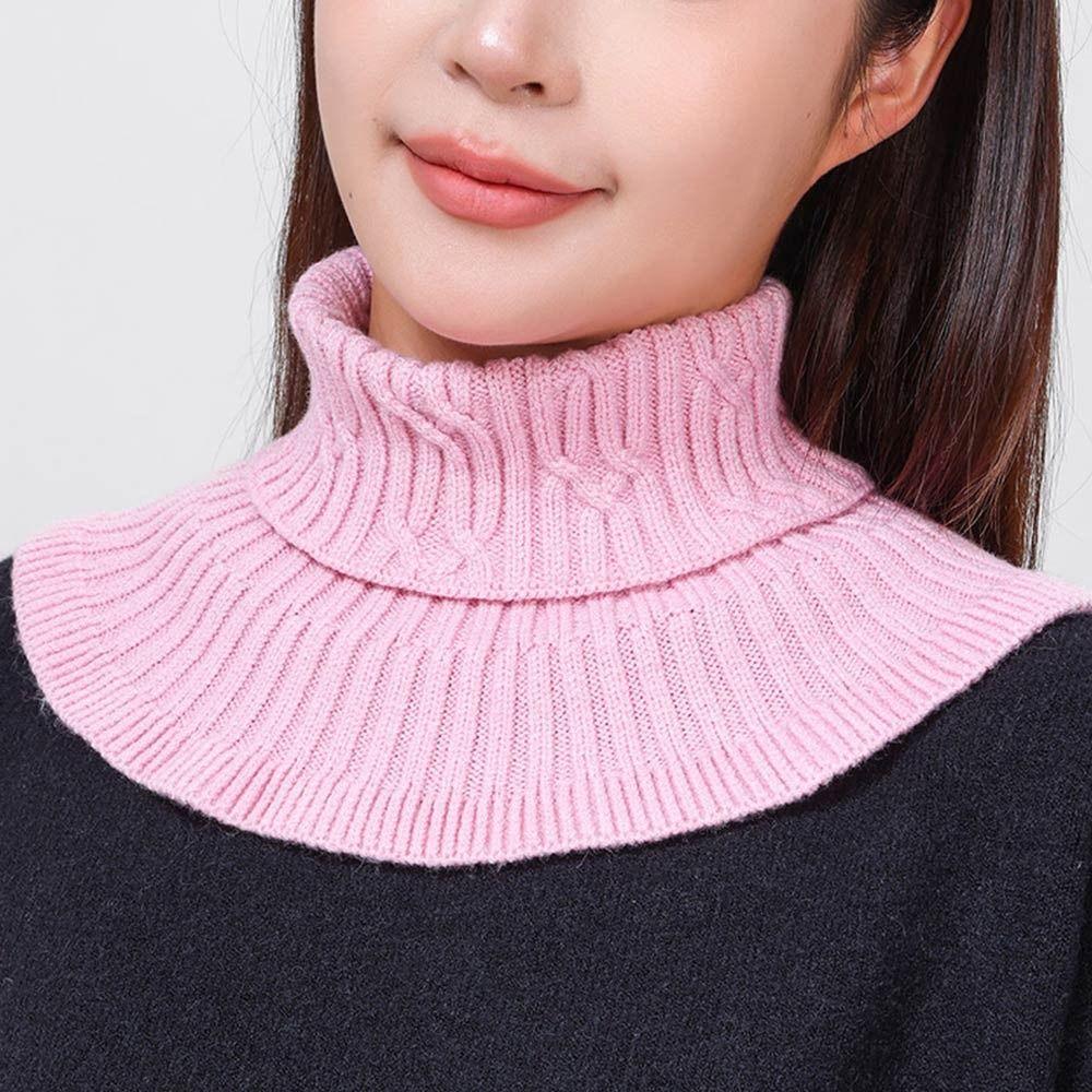 Knitted Fake Collar Scarf Women Warm Turtleneck Detachable False Collar Winter Windproof Scarf With Wooden Ears