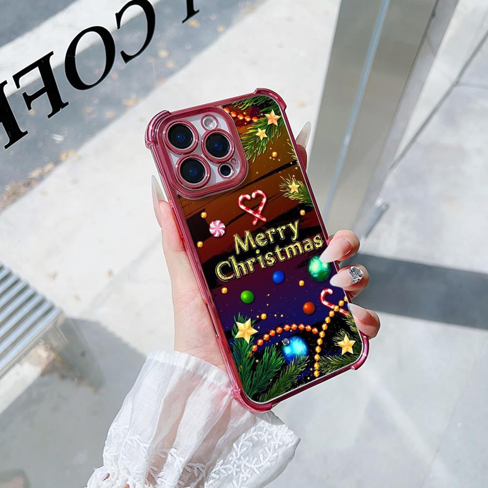 

Чехлы для телефонов Ae119 Merry Christmas Santa art design из гальванизированного ТПУ для iPhone 16 15 13 11 Pro Max 14 XR Infinix Smart 8 с защитой на четыре угла Infinix Smart 7/Smart7 HD