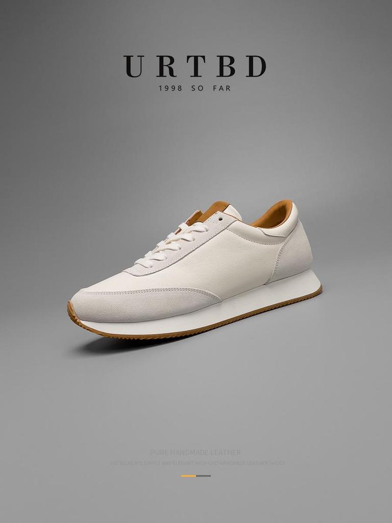 European Luxury Men's Genuine Leather Casual White Shoes - Trendy Summer Forrest Gump Style
