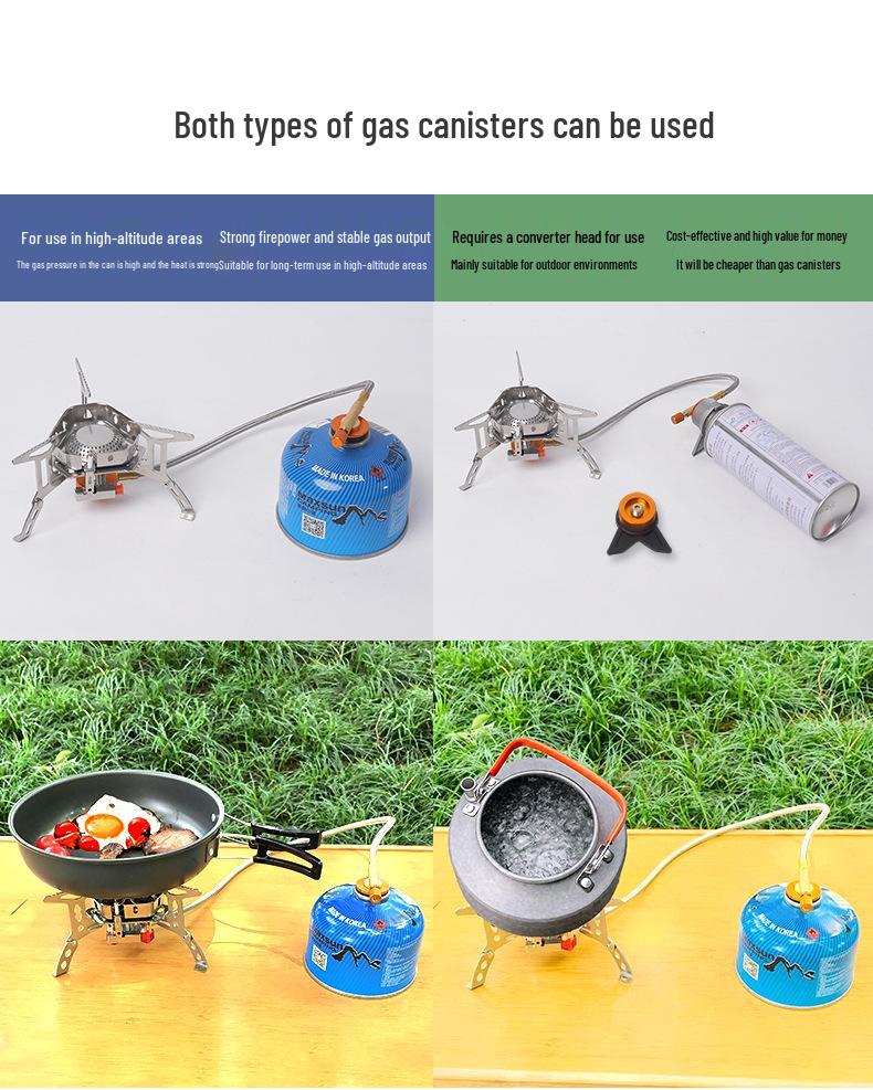 Portable Windproof High-Fire Mini Camping Gas Stove - Stainless Steel Foldable Design