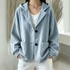 Women S Corduroy Hooded Button Pocket Casual Sweatshirt