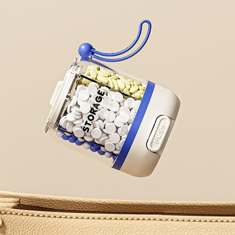 Round Pill Box 4-Compartment Pill Case Drug Dispense Mini Portable Daily Medicine Box Organizer Case Tablet Storage Container