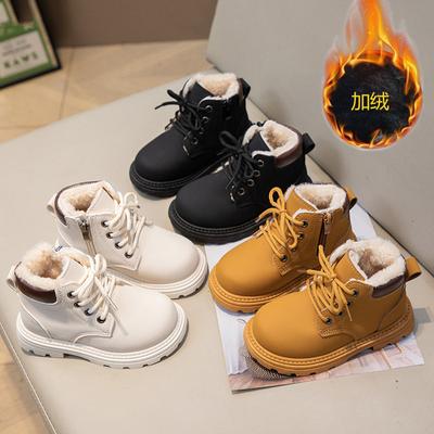 Winter New Children's Snow Boots Velvet Thermal Cotton Shoes Boys Rhubarb Boots Girls Boots Large Cotton Martin Boots