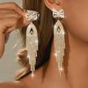 Fashion Retro Light Luxury Diamond Earrings Women'S Personality Temperament Super Shiny Long Fringed Earrings