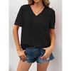 Women's Lace Hollow-Out Short Sleeve V-Neck T-Shirt, Casual Top
