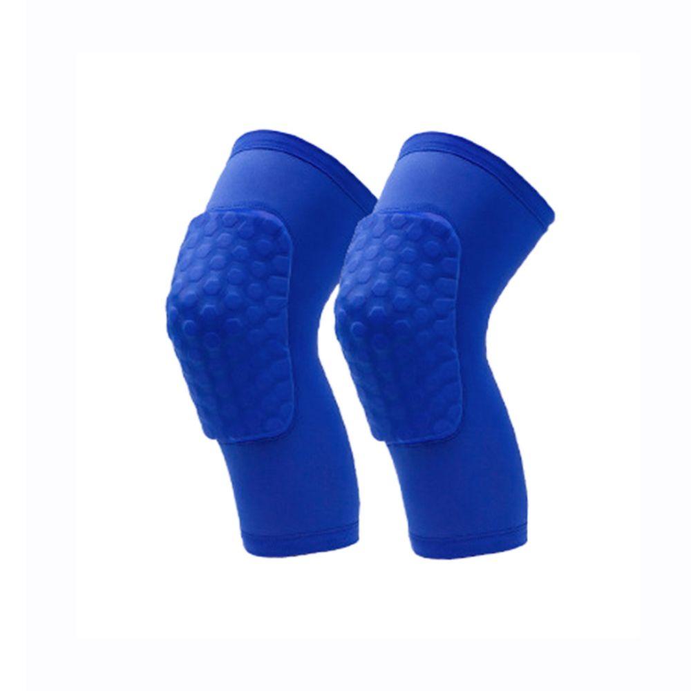 

Баскетбольный полиэстеровый компрессионный рукав для ног, унисекс, наколенник, сотовая защита, наколенник S синий