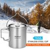 Aomiun 750ml Stainless Steel Pot Portable Water Mug Cup with Lid and Foldable Handle Outdoor