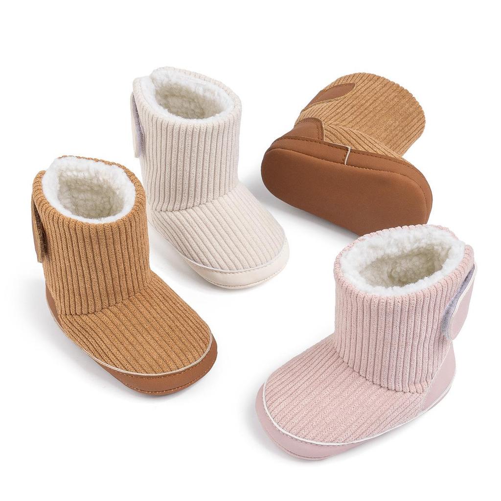 Cross-Border Winter Baby Velcro Cotton Warm Shoes with Plus Velvet Soft Sole.