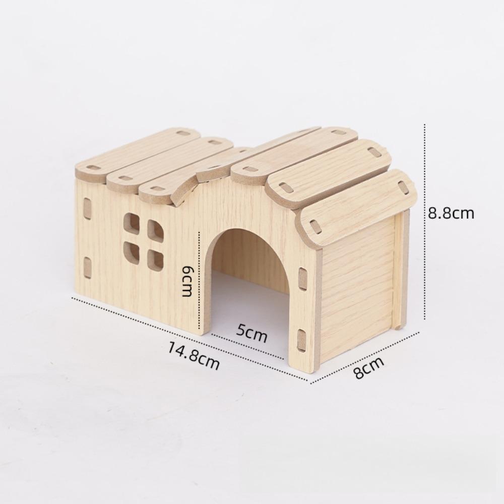 Durable Hamster House Natural Wooden Small Pets Hideaway New Hamster Hide Villa for Chinchilla