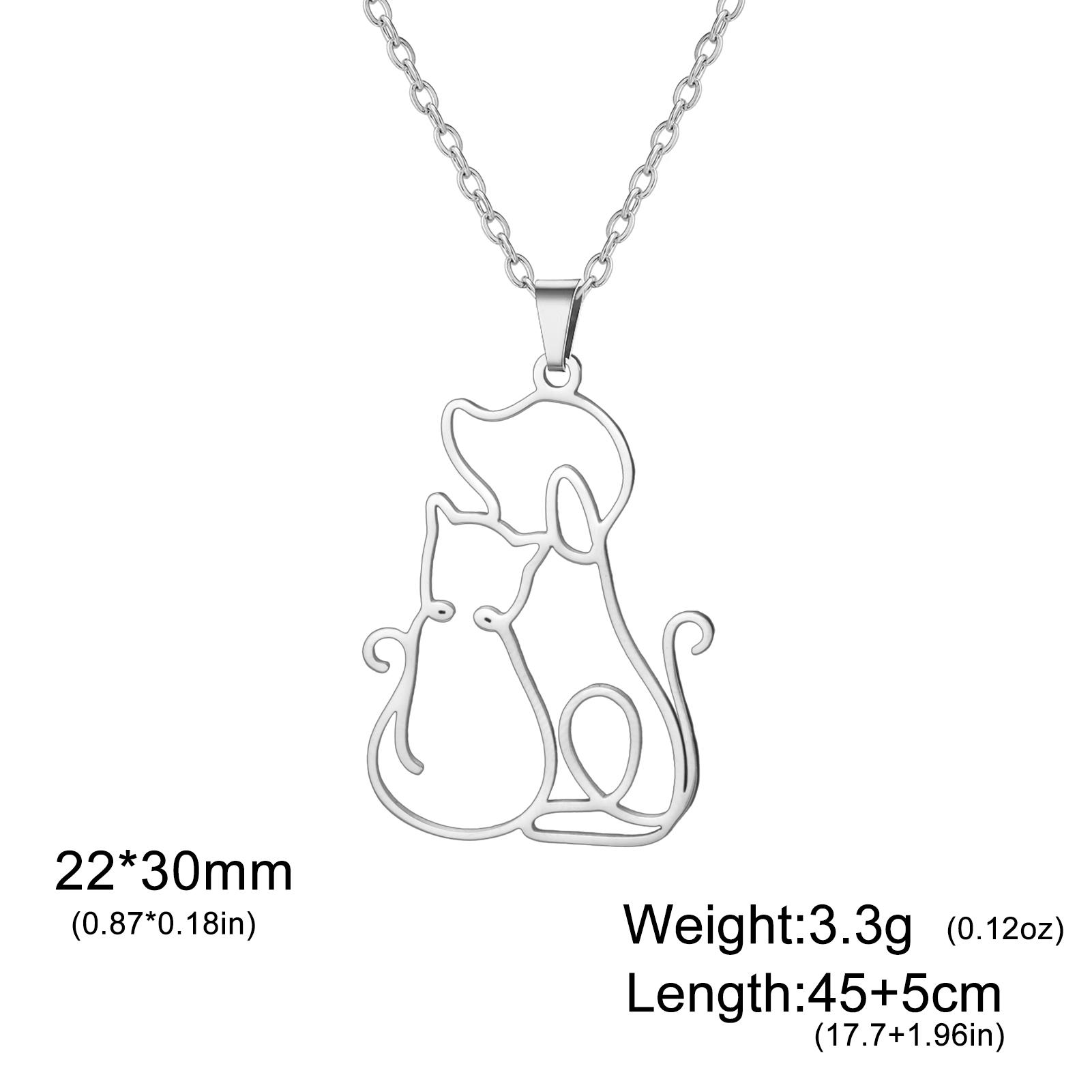 Cute Hug Dog Cat Pendant Necklace Stainless Steel Women s Cat Dog Animal Charm Necklace Pet Enthusiast Jewelry Gift 45-50cm