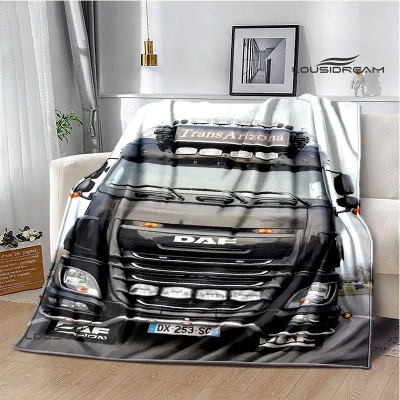 Coperte stampate retrò camion DAF 3D coperta da picnic coperte calde in flanella coperta morbida e confortevole biancheria da letto Regalo di compleanno