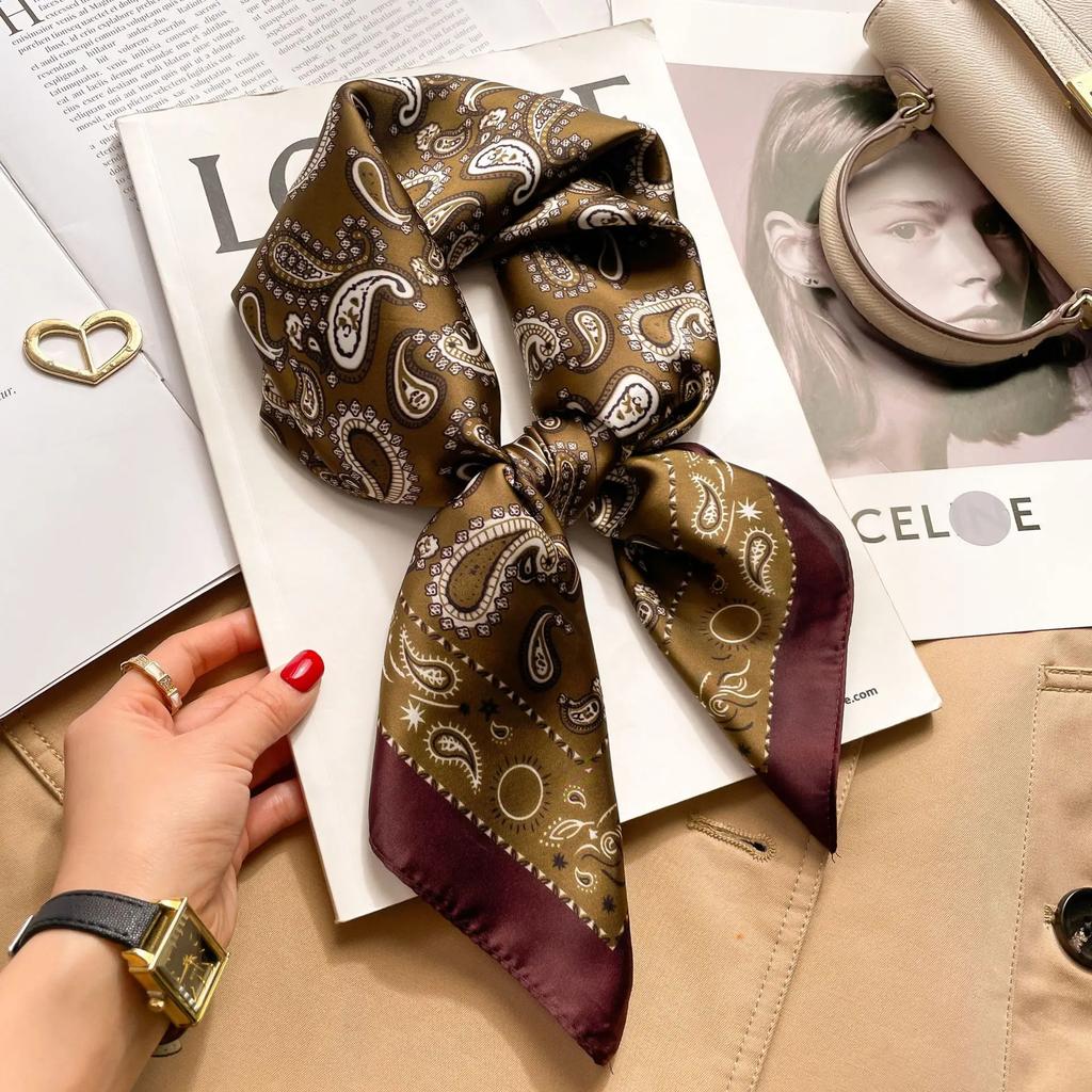 70cm Hair Print Silk Feeling Scarf For Women Fashion NeckTie Hand Bag Foulard Wrist Kerchief Shawl Wraps Hajib Lady