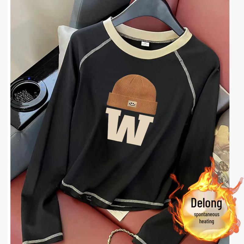 

2024 Женская двухсторонняя велюровая шикарная футболка с длинным рукавом - Универсальный осенне-зимний топ XXL for 135-145 lbs