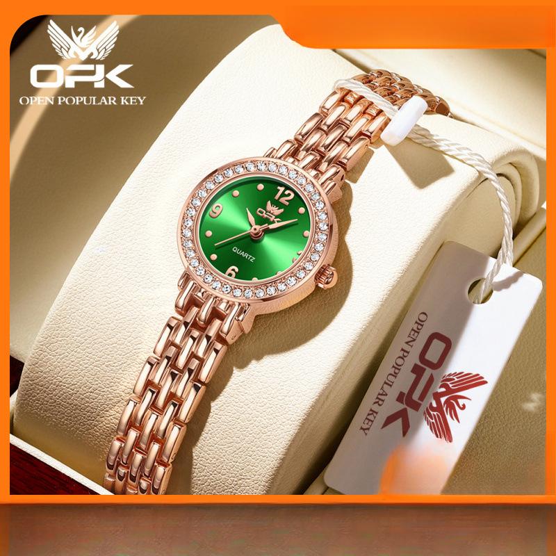 OPK Watch Small Green Watch Waterproof Diamond-encrusted Quartz Watch Women's Watch
