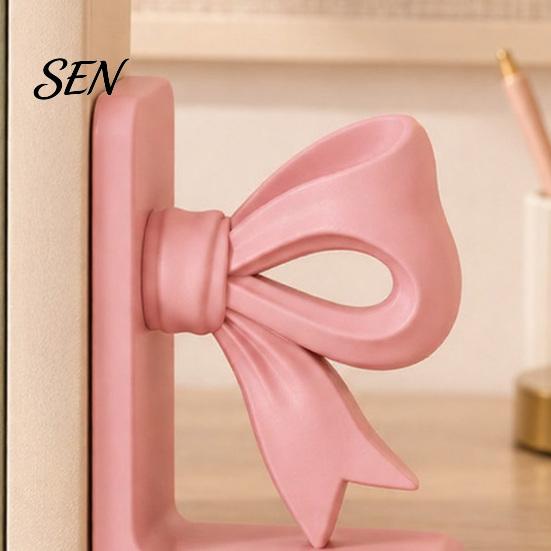 Practical Gifts for Readers 2Pcs/Set 3D Printed Pink Bow Bookends Shelves, Decorative L-Shaped Book Stoppers Home Artistic Shelf Decor Office Desktop